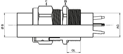 Unzen UG Zırhsız Ex Proof Kablo Rakoru teknik çizimi