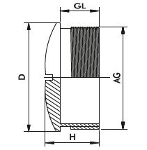 metal kör tapalar teknik çizimi ve ölçü tablosu