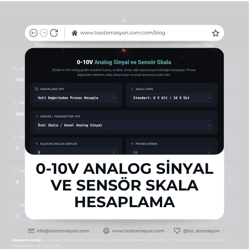 0-10V analog sinyal skala hesaplama aracı ile voltajdan proses değeri dönüşümü