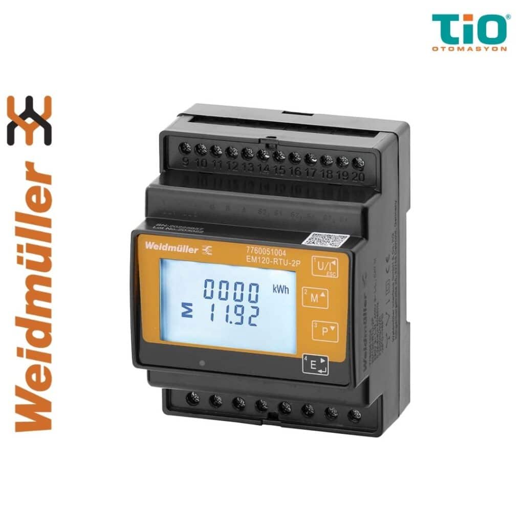 Weidmüller EM120-RTU-2P enerji analizörü 1 ve 3 faz Modbus RTU destekli akım trafolu enerji ölçer