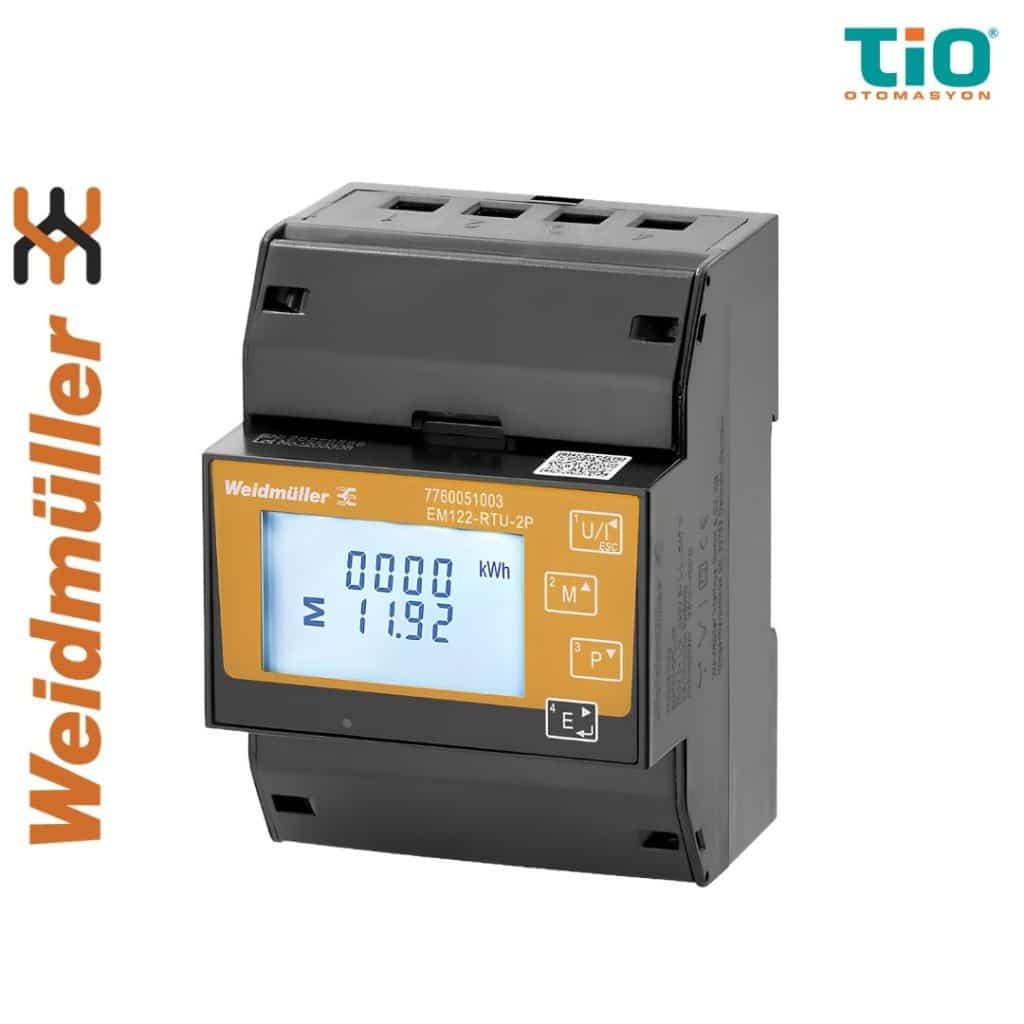 Weidmüller EM122-RTU-2P enerji analizörü 100 A direkt ölçüm Modbus RTU destekli 1 ve 3 faz enerji ölçer