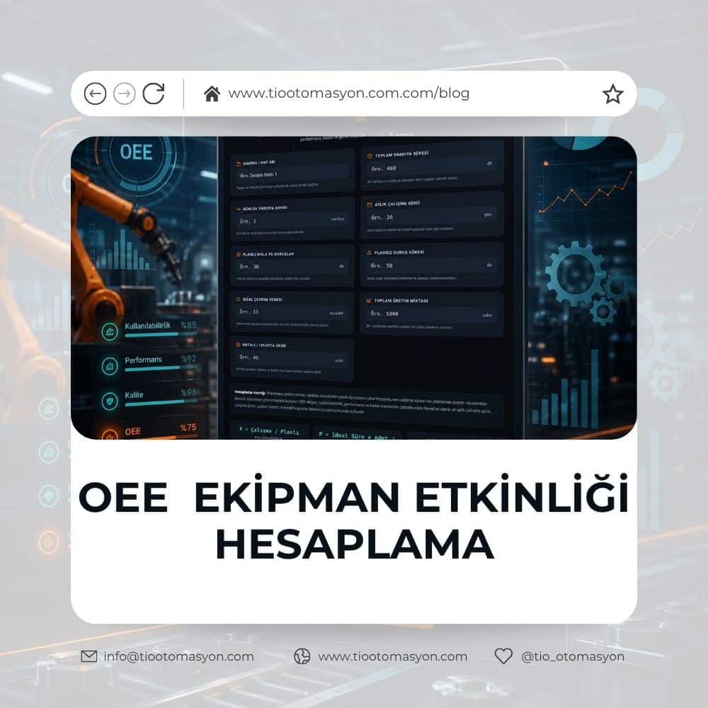 OEE hesaplama ekipman etkinliği aracı ve endüstriyel üretim hattı kapak görseli