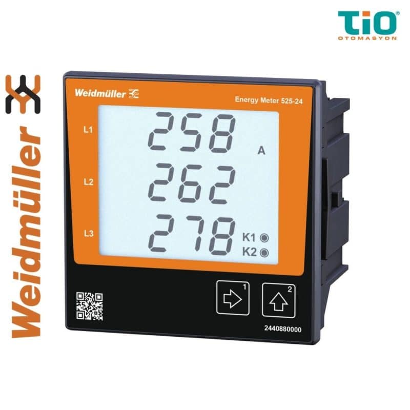 Weidmüller ENERGY METER 525-24 enerji metresi Ethernet Modbus TCP destekli 24 V pano tipi güç ölçüm cihazı
