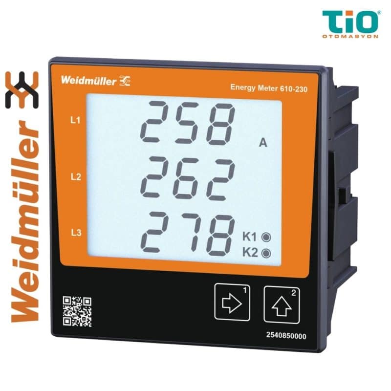 Weidmüller ENERGY METER 610-230 enerji metresi Modbus RTU ve USB destekli pano tipi güç ölçüm cihazı