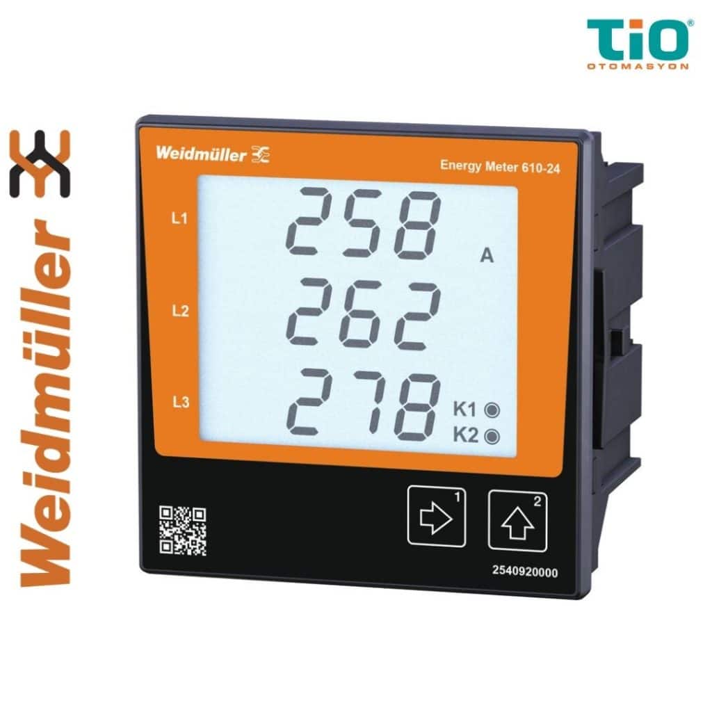 Weidmüller ENERGY METER 610-24 enerji metresi Modbus RTU ve USB destekli pano tipi güç kalitesi ölçüm cihazı