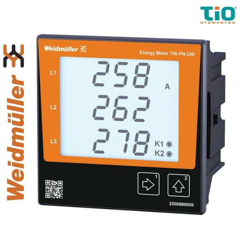 Weidmüller ENERGY METER 700-PN-230 enerji metresi PROFINET ve 230 V besleme destekli pano tipi güç kalitesi ölçüm cihazı