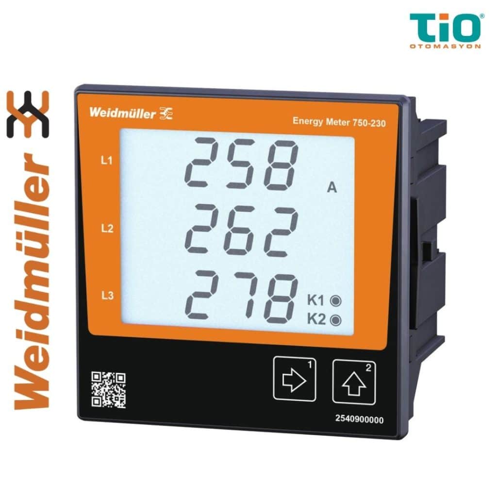 Weidmüller ENERGY METER 750-230 enerji metresi Ethernet Modbus TCP SNMP ve kaçak akım ölçüm destekli pano tipi güç ölçüm cihazı