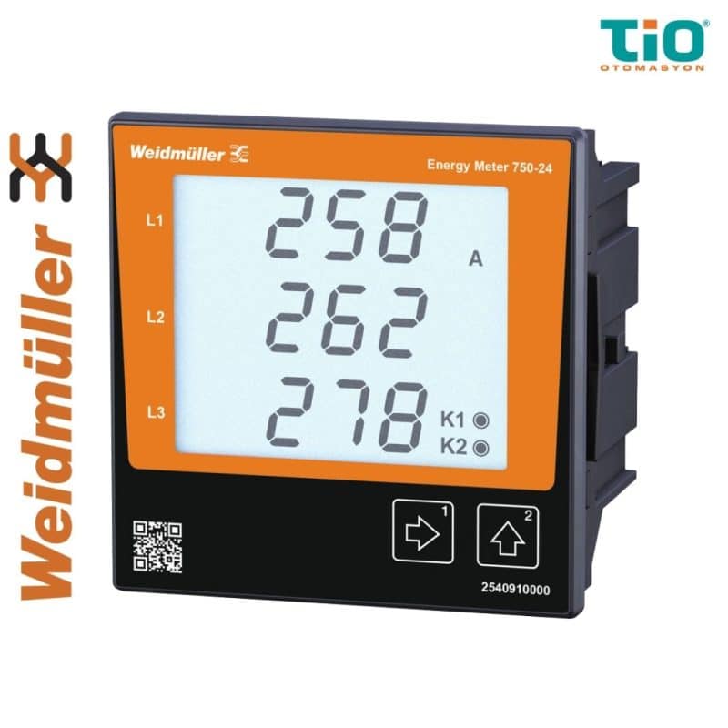 Weidmüller ENERGY METER 750-24 enerji metresi Ethernet Modbus TCP SNMP ve kaçak akım ölçüm destekli pano tipi güç ölçüm cihazı