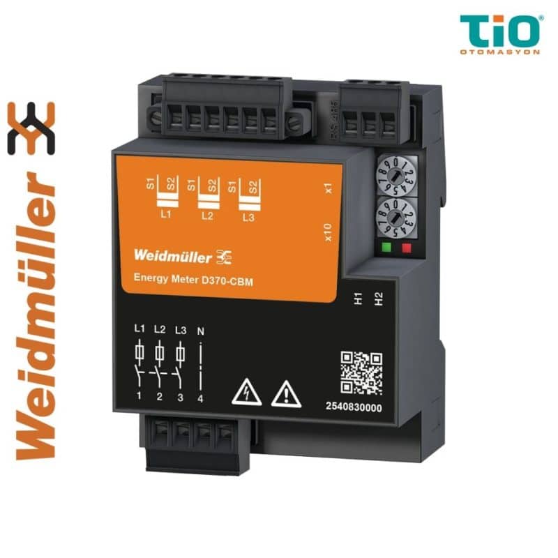 Weidmüller ENERGY METER D370-CBM enerji metresi DIN rayı Modbus RTU destekli kompakt güç ölçüm cihazı